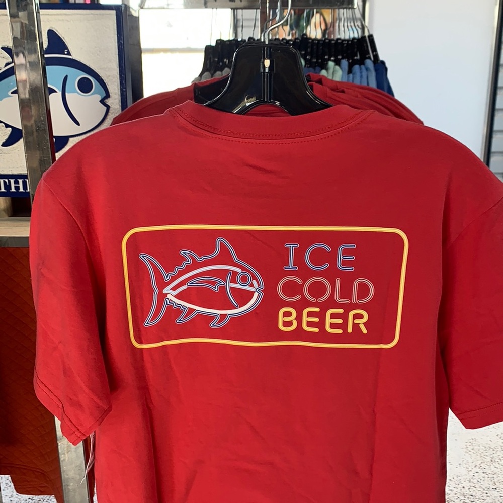 Southern Tide Charleston Red pocket tee